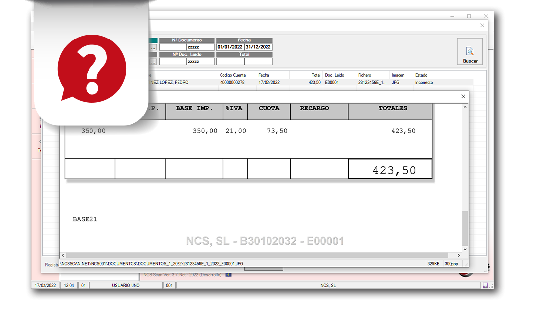 ¿Sabías que NCS Scan incorpora la opción de incluir una “Marca de Agua” indicando el nº de documento de contabilización en las imágenes de los documentos escaneados?